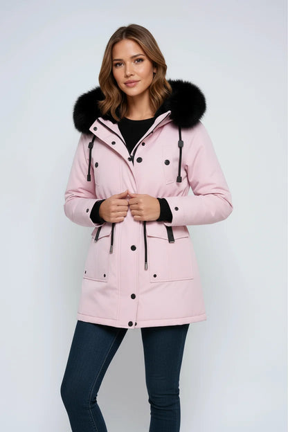 Women's Fitted Parka | Winter Jacket with Fur Hood and Pockets 3