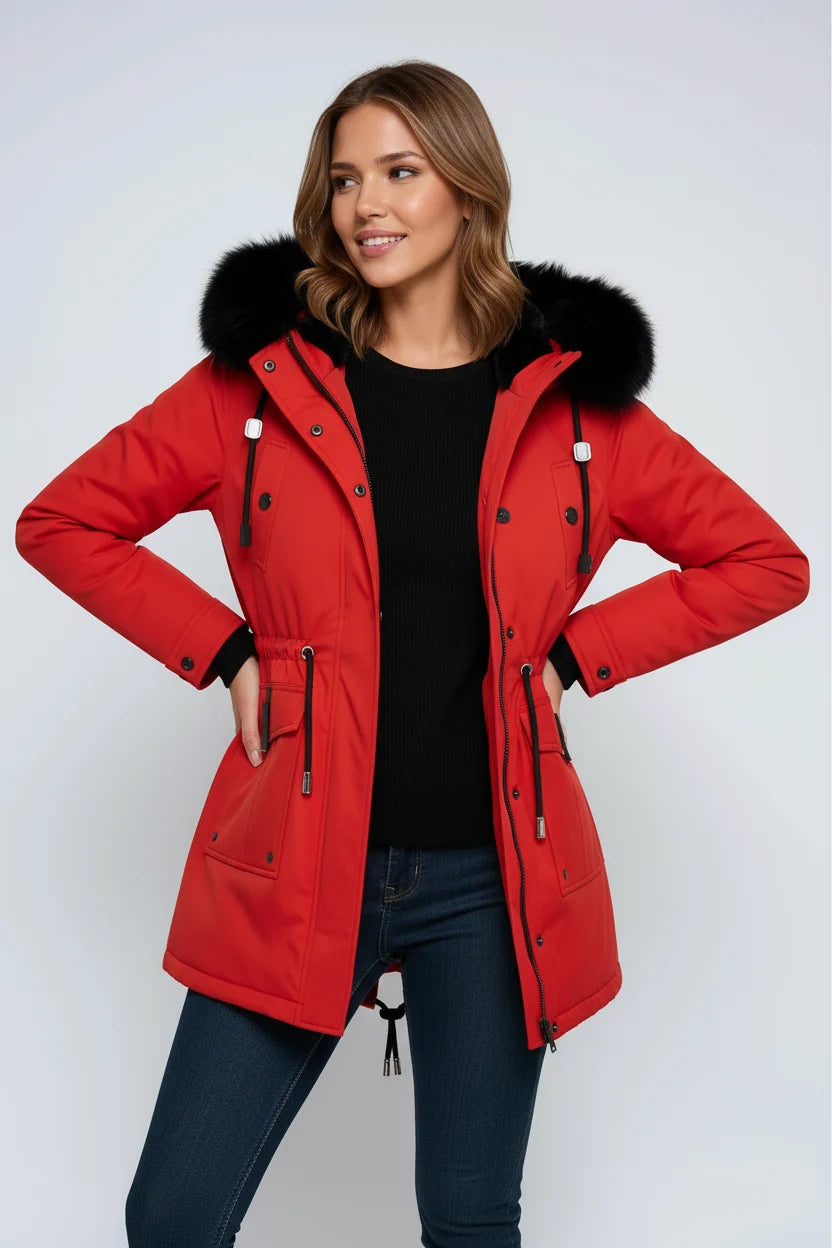 Women's Fitted Parka | Winter Jacket with Fur Hood and Pockets 4