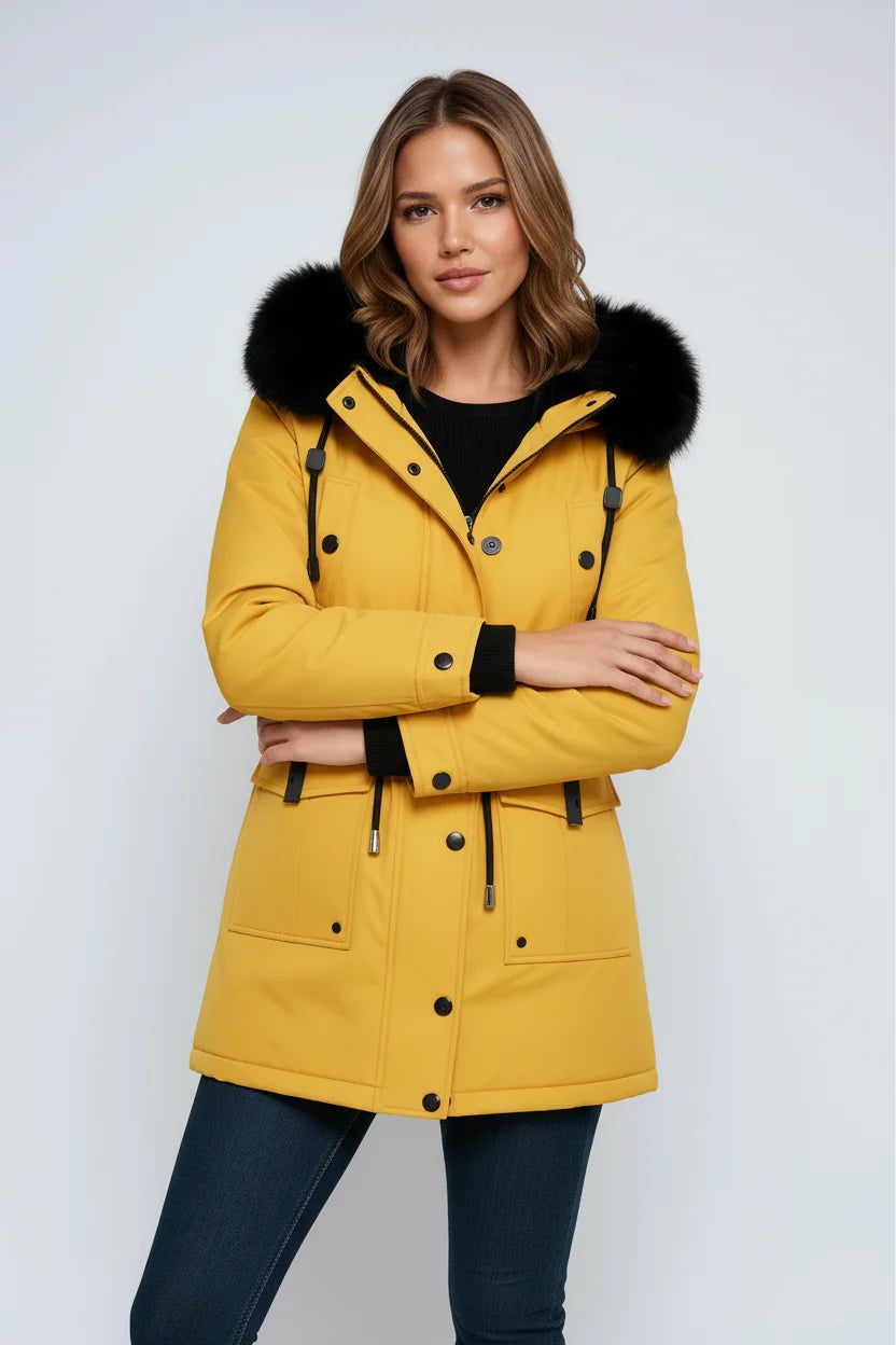 Women's Fitted Parka | Winter Jacket with Fur Hood and Pockets 5