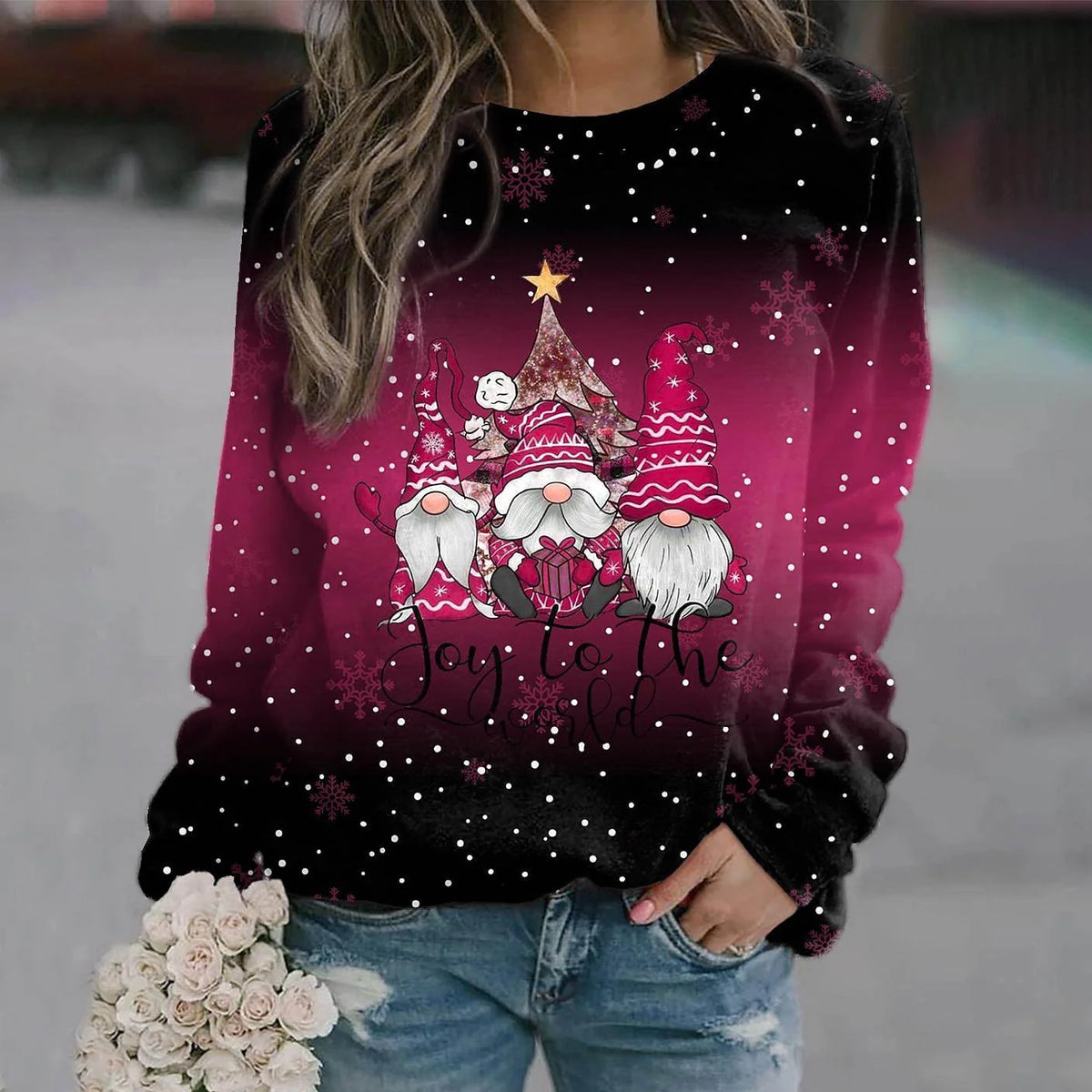 Women's Gnome Sweatshirt | Relaxed Crew-Neck Pullover 2