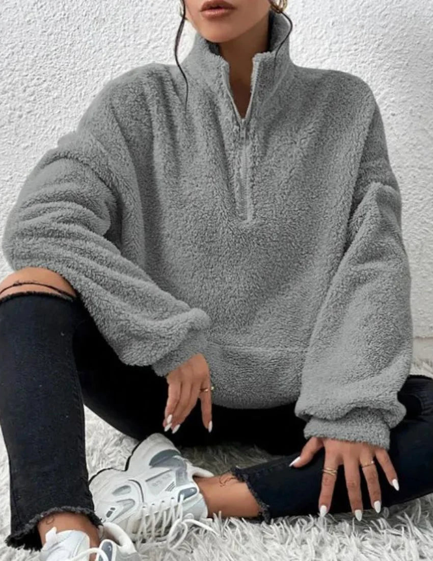 Women's Half-Zip Fleece Sweater | High-Neck Pullover 2