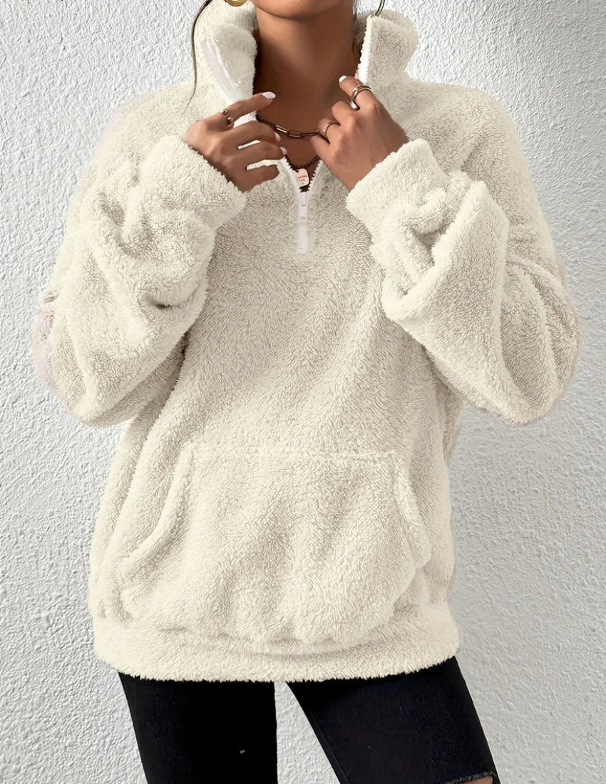 Women's Half-Zip Fleece Sweater | High-Neck Pullover 3