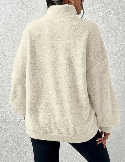Women's Half-Zip Fleece Sweater | High-Neck Pullover 4