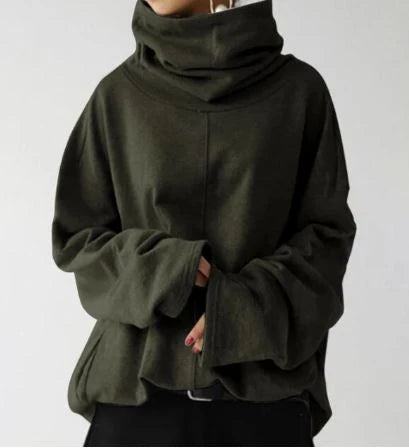 Women's High-Neck Hoodie Cozy Sweatshirt 0