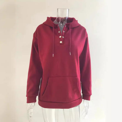 Women's Hoodie with Button Details and Pockets 2