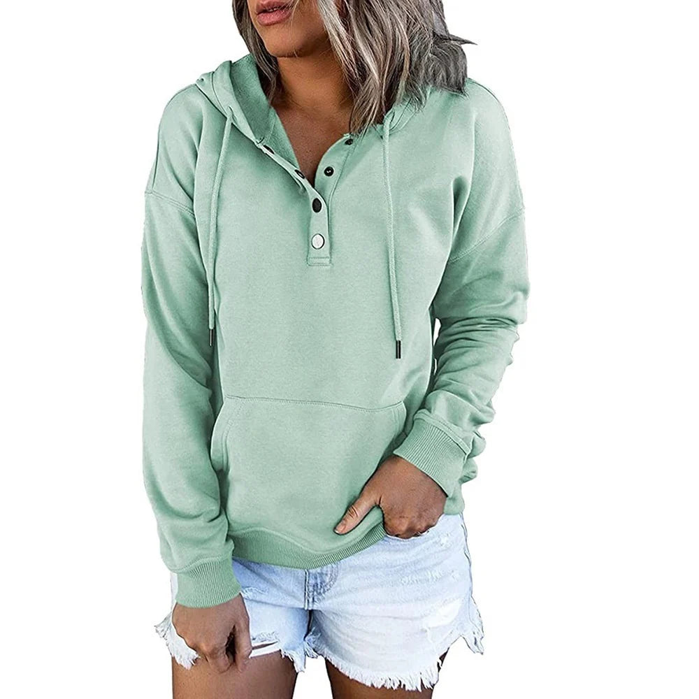 Women's Hoodie with Button Details and Pockets 6