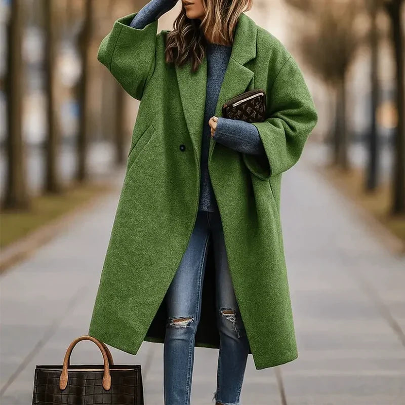 Women's Long Coat Wide Collar Mid-Calf Length 0
