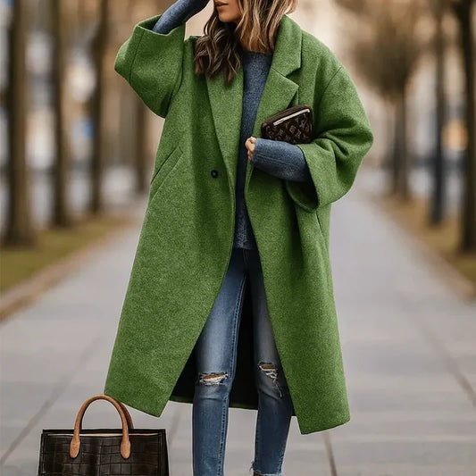 Women's Long Coat Wide Collar Mid-Calf Length 0