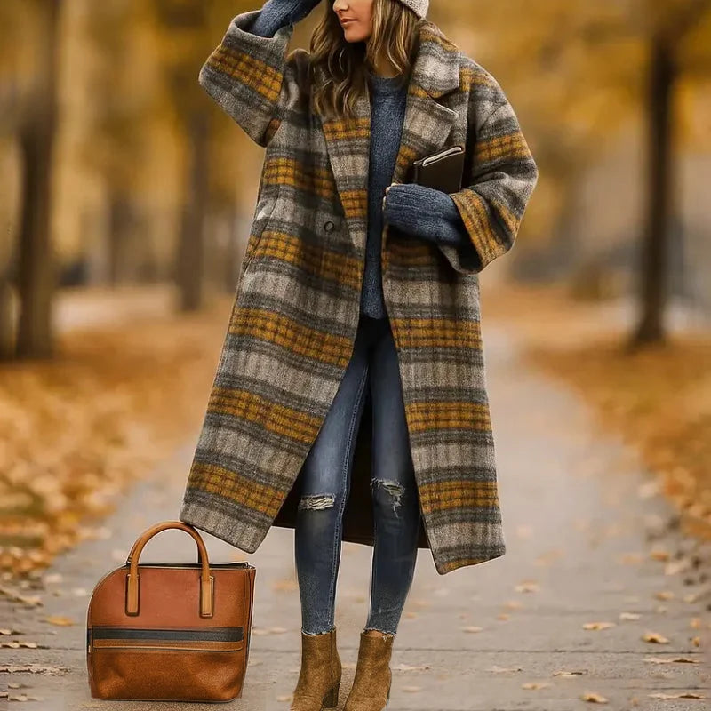 Women's Long Coat Wide Collar Mid-Calf Length 4
