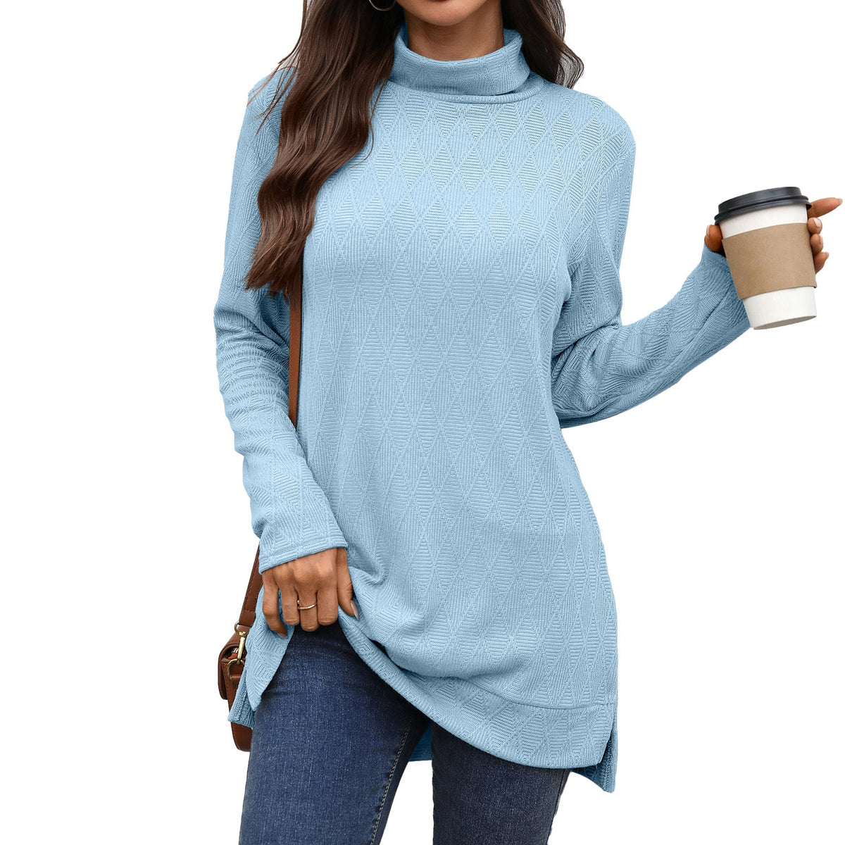 Women's Long Sleeve Sweater with Stand-Up Collar 2