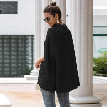 Women's Oversized Roll-Neck Knit Poncho Sweater | Cozy Layer 2