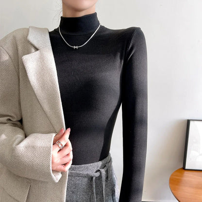 Women's Slim Fit Mock-Neck Sweater | Lightweight Long Sleeve 0