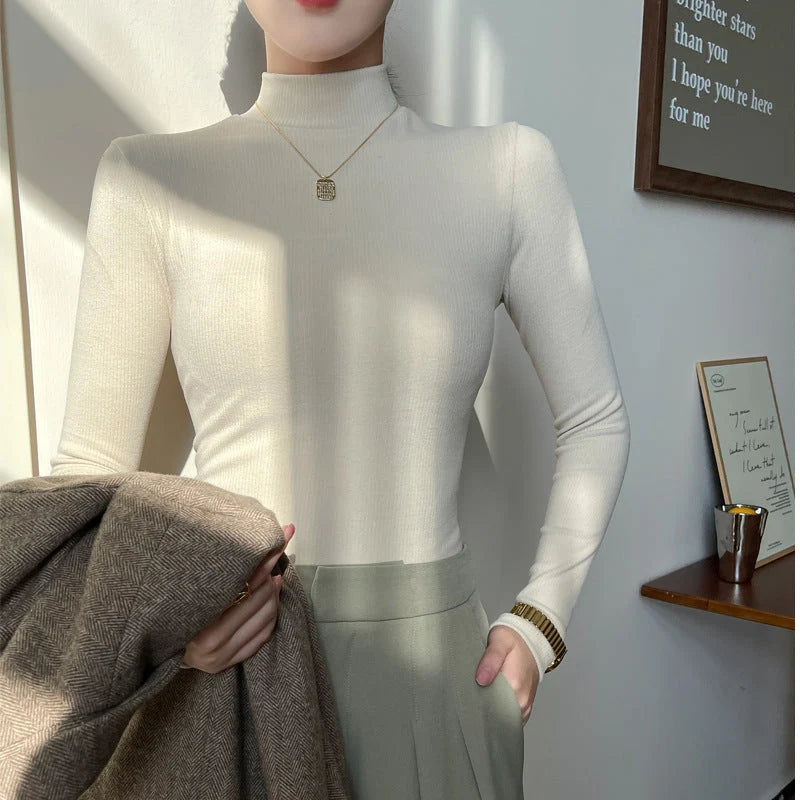 Women's Slim Fit Mock-Neck Sweater | Lightweight Long Sleeve 1