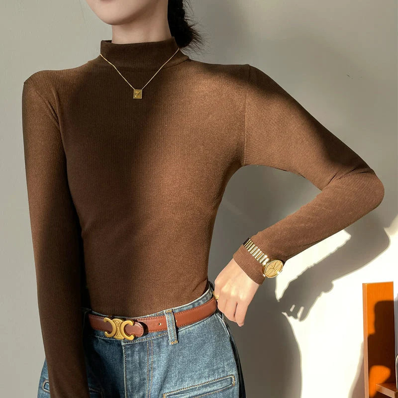Women's Slim Fit Mock-Neck Sweater | Lightweight Long Sleeve 2