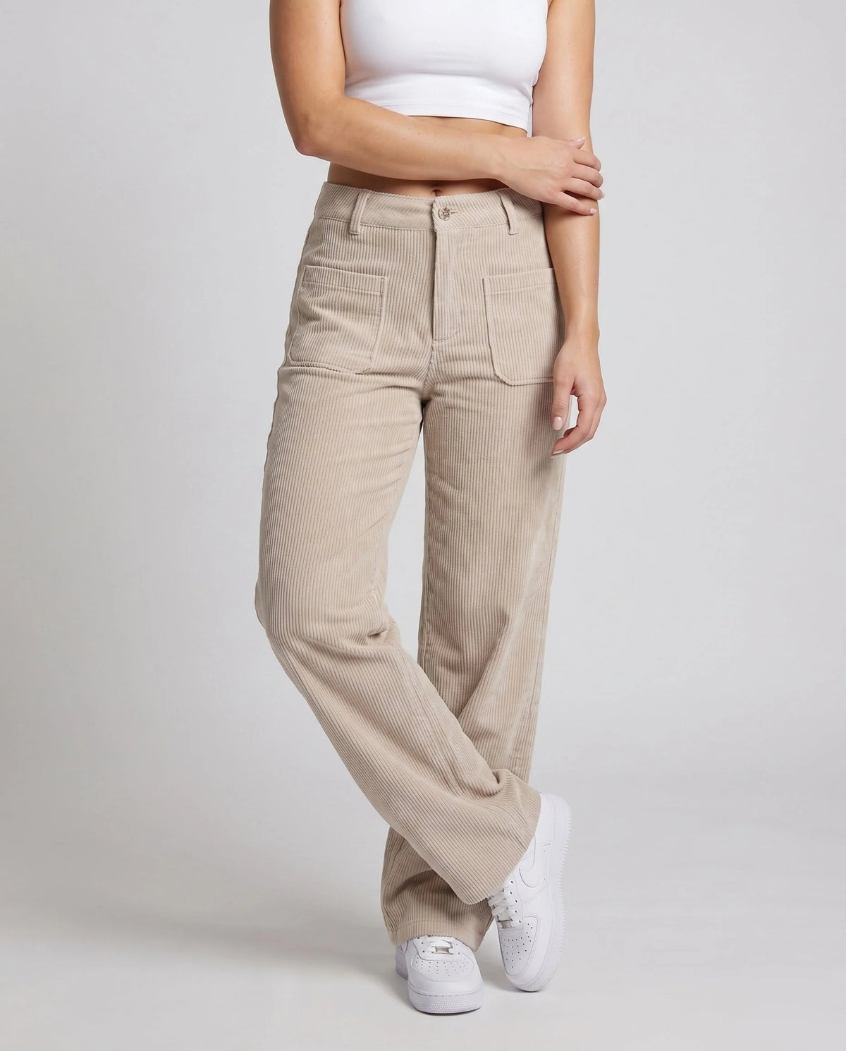 Women's Wide-Leg Corduroy Trousers Elastic Waistband 2