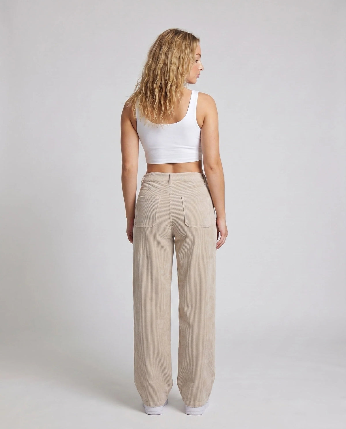 Women's Wide-Leg Corduroy Trousers Elastic Waistband 4
