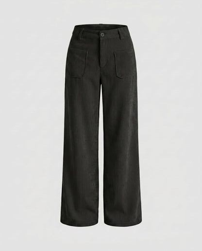Women's Wide-Leg Corduroy Trousers Elastic Waistband 5