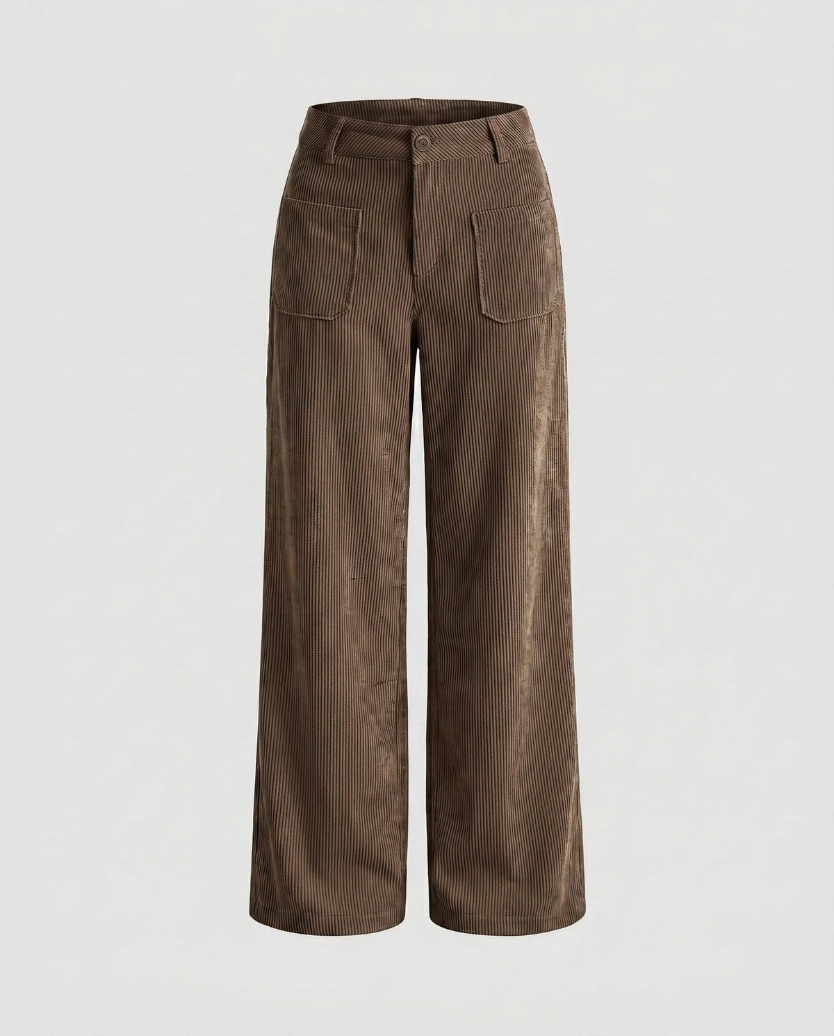 Women's Wide-Leg Corduroy Trousers Elastic Waistband 9