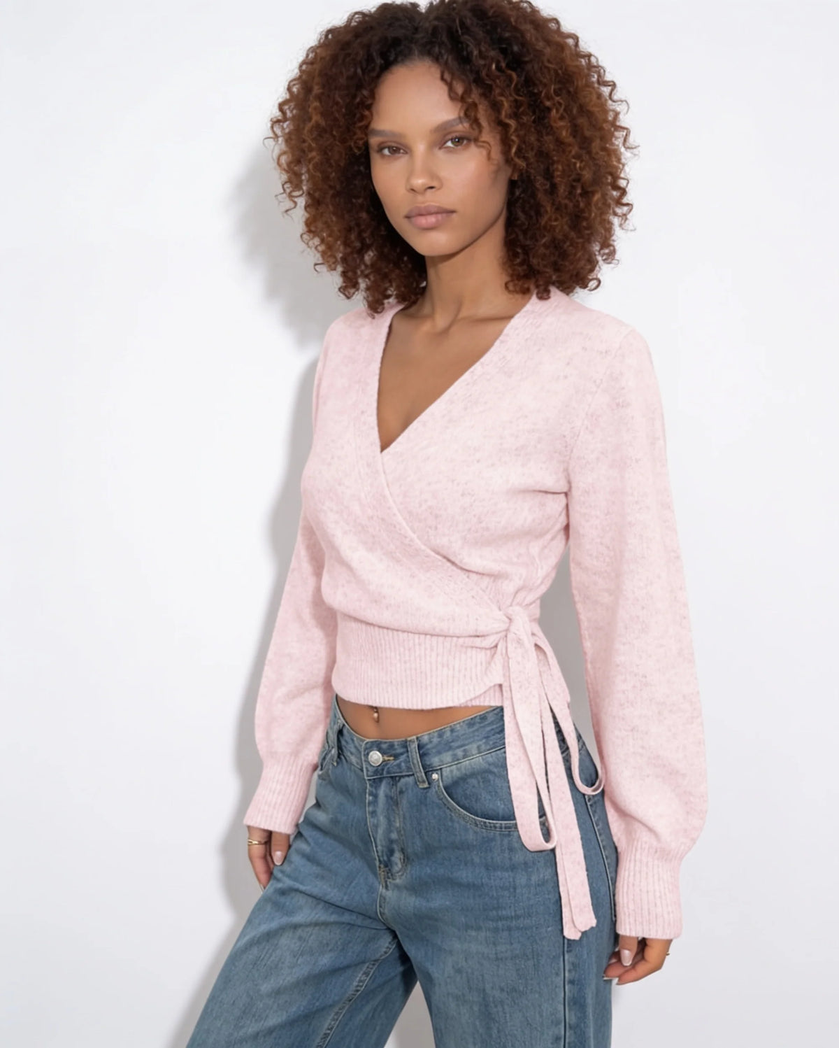 Wrap V-Neck Cropped Jumper | Women's Knit Sweater 5