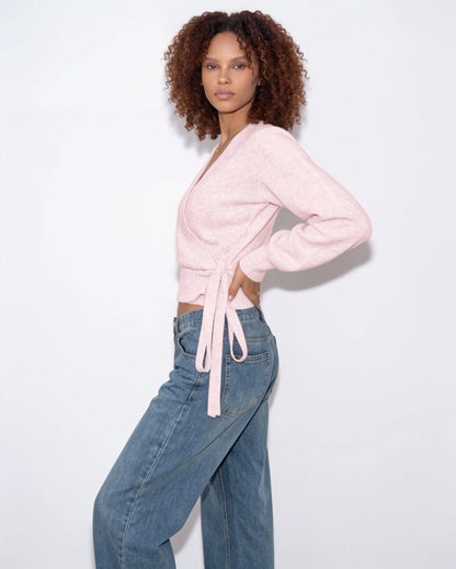 Wrap V-Neck Cropped Jumper | Women's Knit Sweater 6